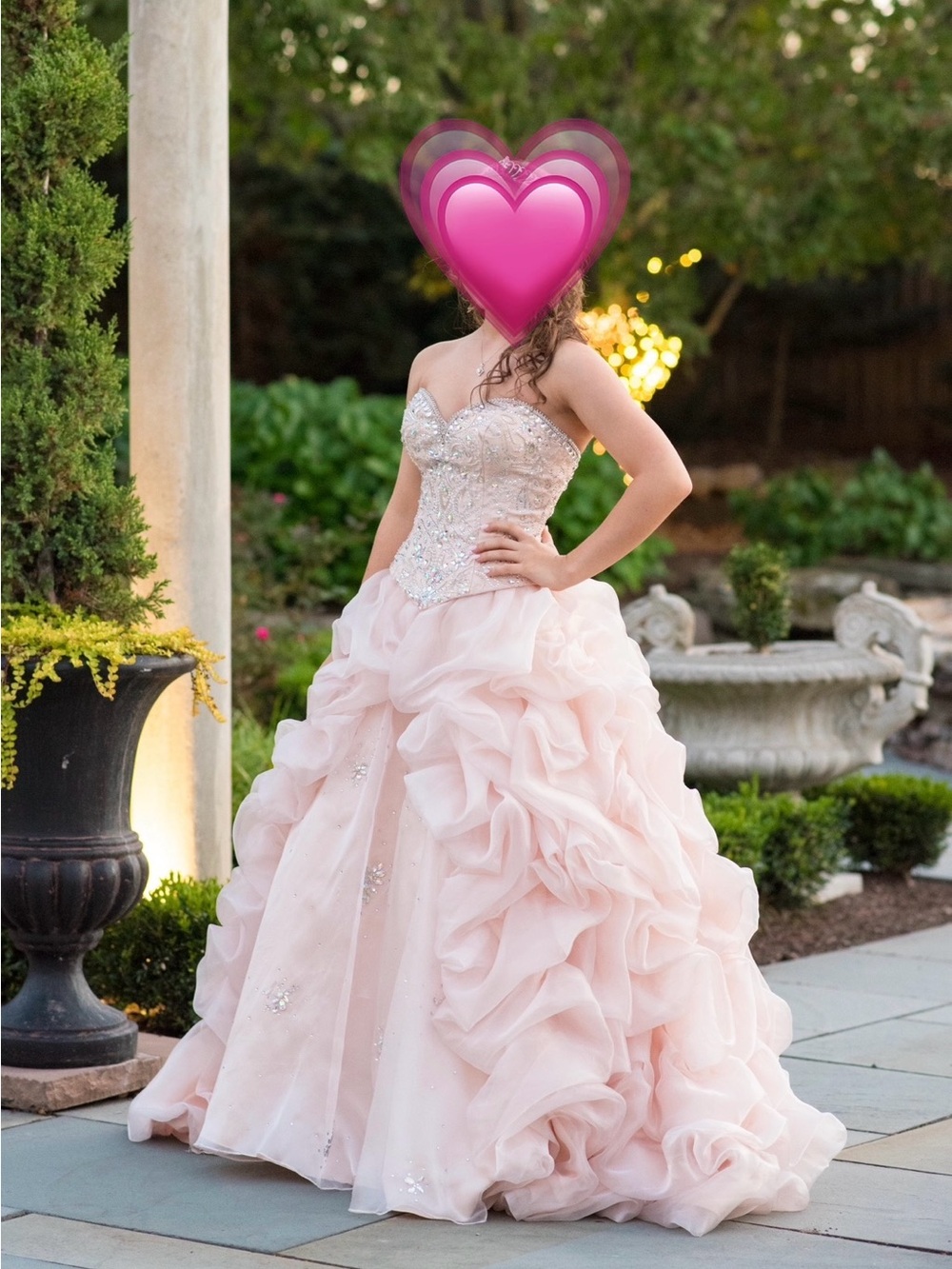 Blush Strapless Ruffled Ball Gown with Beaded Corset - Quinceañera, Sweet 16